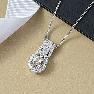 D'Joy Premium Turkizite and Moissanite 1.60 ctw Pendant Necklace in Rhodium Over Sterling Silver 20 Inches