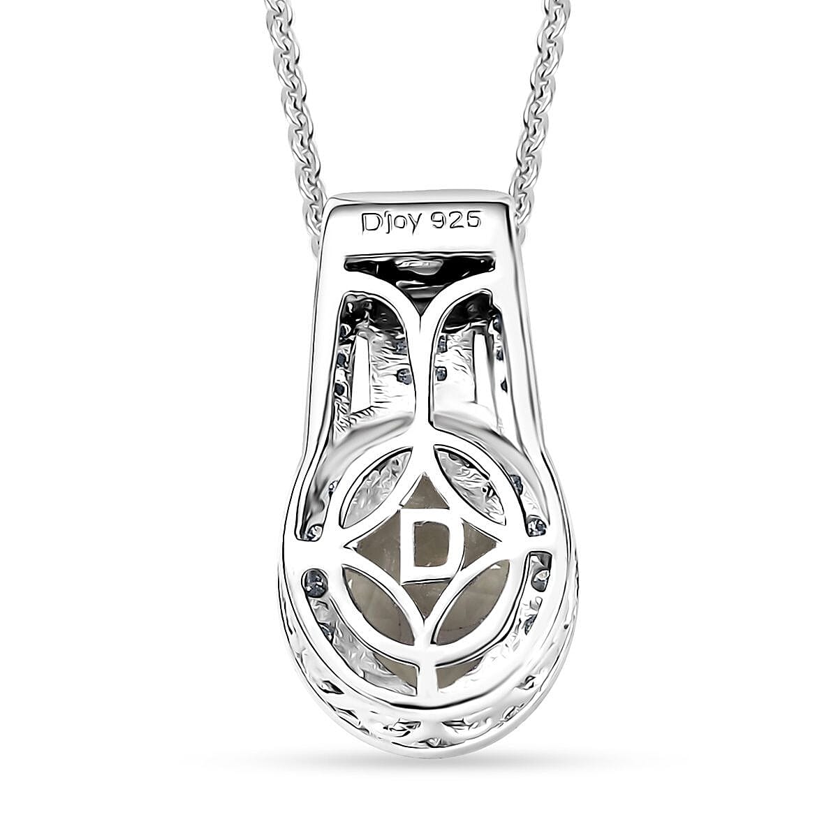 D'Joy Premium Turkizite and Moissanite 1.60 ctw Pendant Necklace in Rhodium Over Sterling Silver 20 Inches image number 3