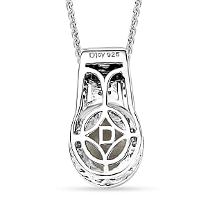 D'Joy Premium Turkizite and Moissanite 1.60 ctw Pendant Necklace in Rhodium Over Sterling Silver 20 Inches