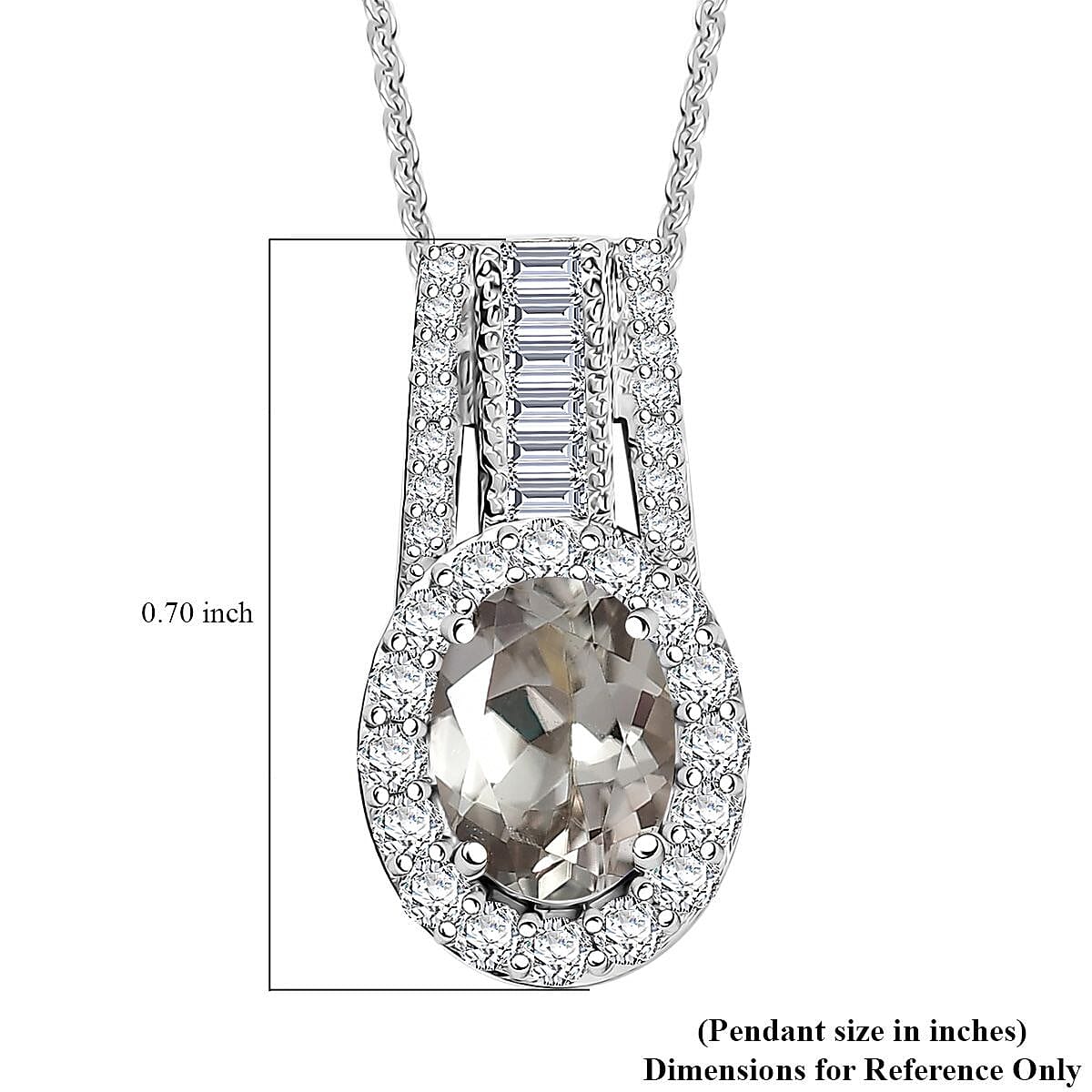 D'Joy Premium Turkizite and Moissanite 1.60 ctw Pendant Necklace in Rhodium Over Sterling Silver 20 Inches image number 5
