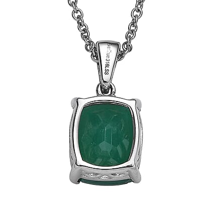 EverTrue Green Onyx 5.00 ctw Pendant Necklace in Stainless Steel 20 Inches