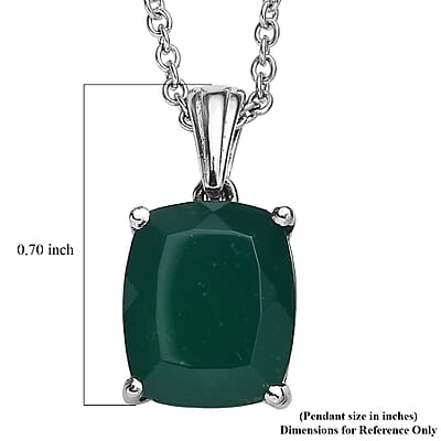 EverTrue Green Onyx 5.00 ctw Pendant Necklace in Stainless Steel 20 Inches