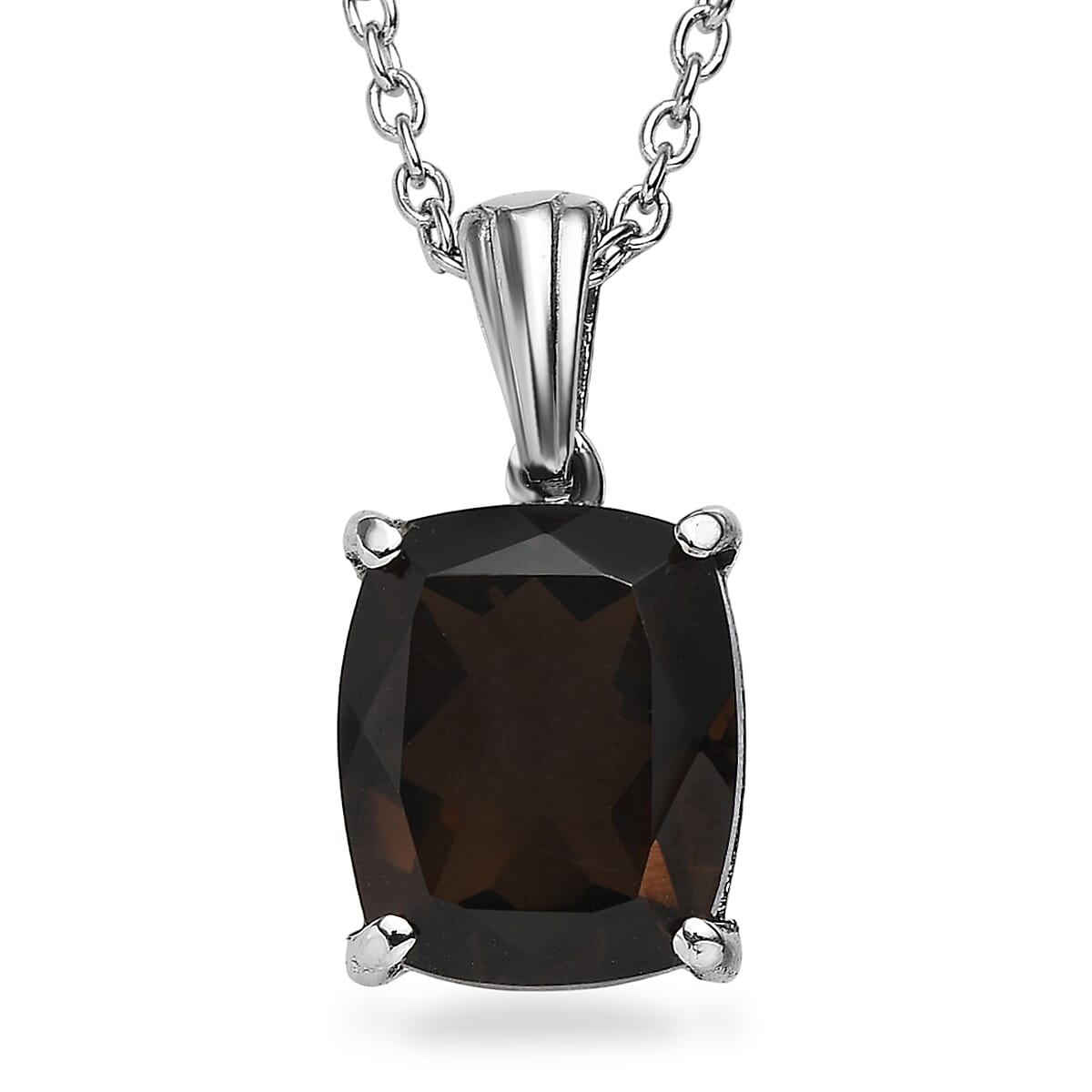 EverTrue Smoky Quartz 4.85 ctw Pendant Necklace in Stainless Steel 20 Inches