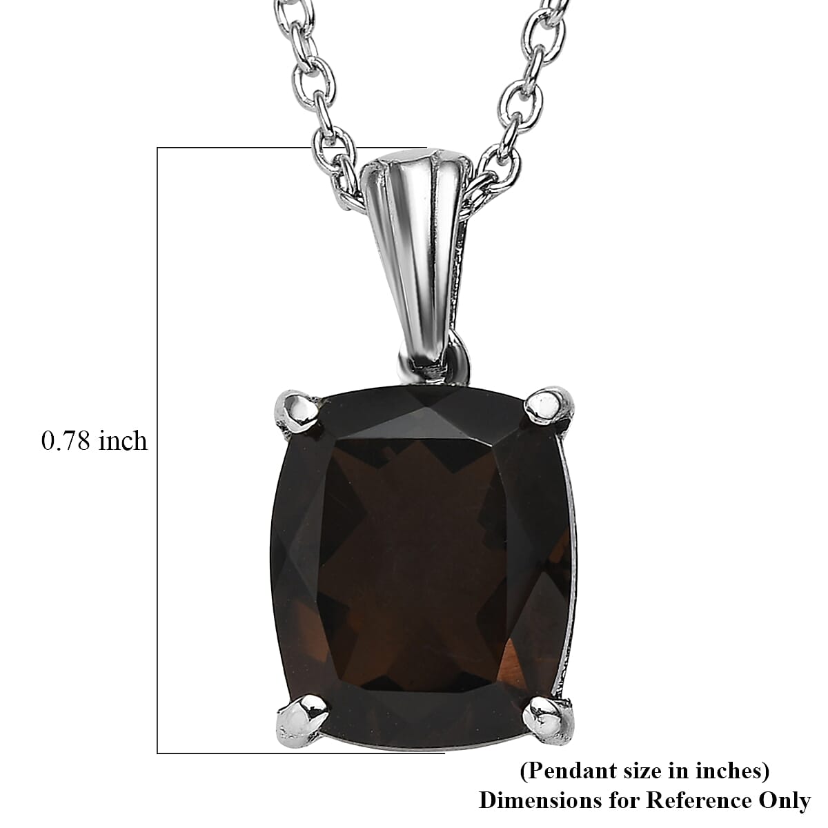 EverTrue Smoky Quartz 4.85 ctw Pendant Necklace in Stainless Steel 20 Inches