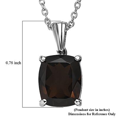 EverTrue Smoky Quartz 4.85 ctw Pendant Necklace in Stainless Steel 20 Inches