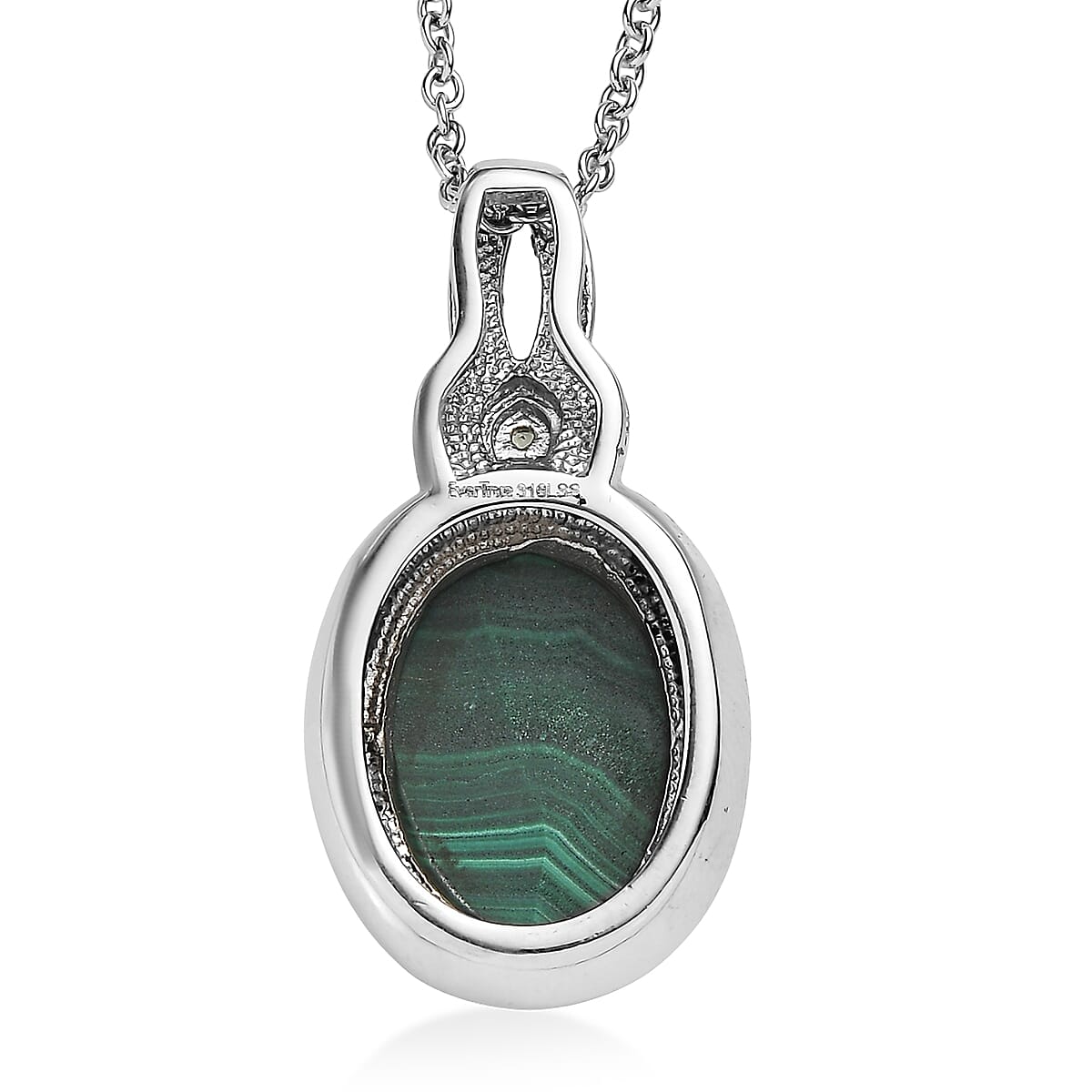 EverTrue African Malachite and Hebei Peridot 13.15 ctw Pendant Necklace in Stainless Steel 20 Inches  image number 4