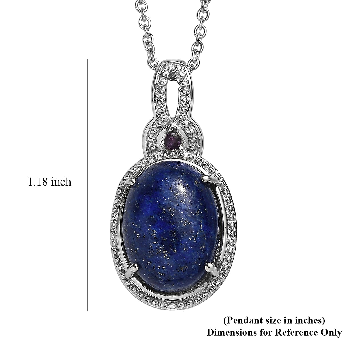 EverTrue Lapis Lazuli and African Amethyst 10.50 ctw Pendant Necklace in Stainless Steel 20 Inches