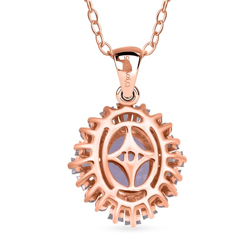 D'Joy AAA Patroke Kunzite, Moissanite Starburst Pendant Necklace in 18K Vermeil RG Over Sterling Silver 3.30 ctw (20 Inches)