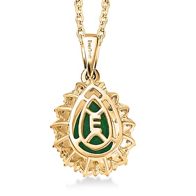 EverTrue Verde Onyx, Multi Gemstone Petal Bloom Pendant in 18K YG Plated and ION Plated YG with Stainless Steel Necklace 3.25 ctw (20 Inches)