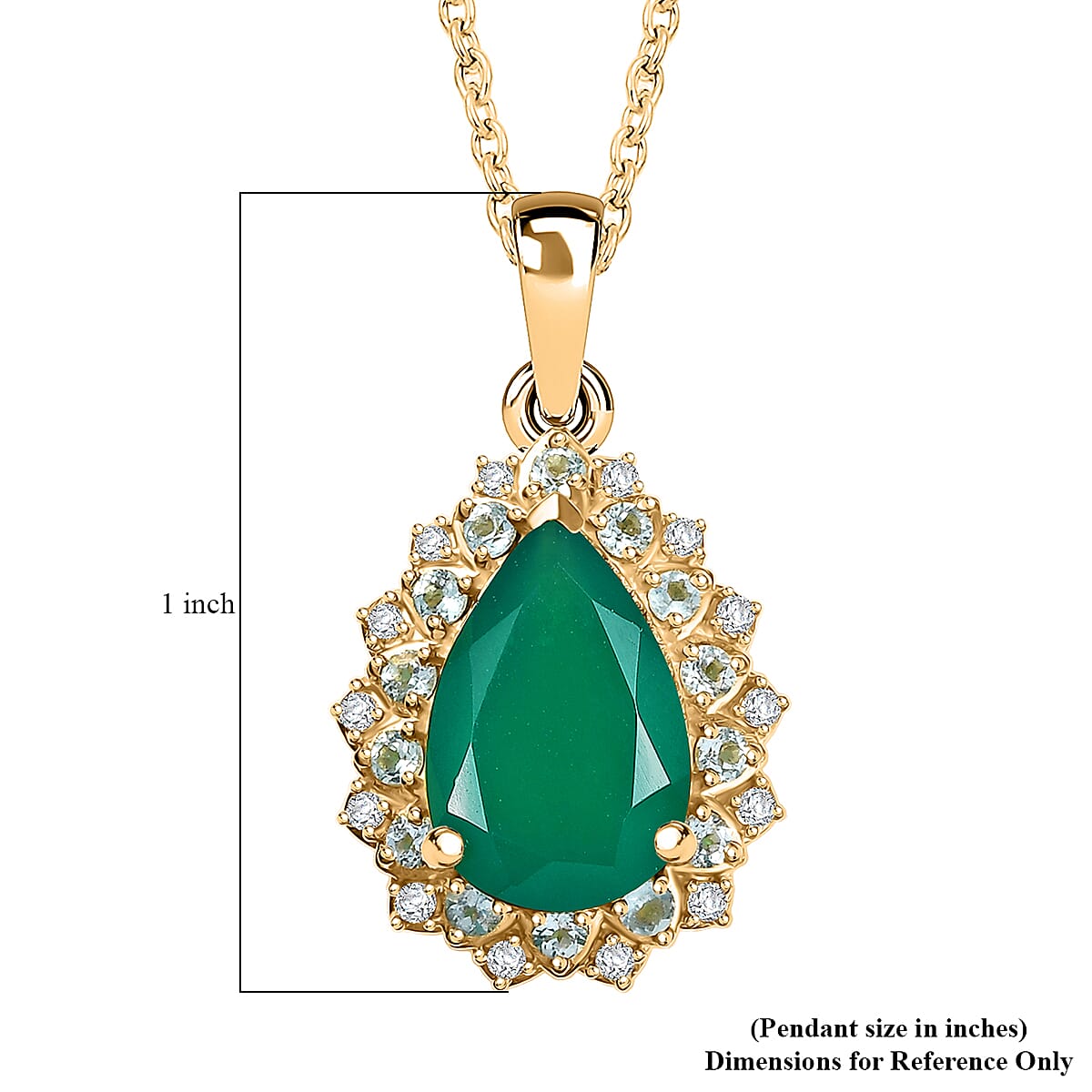 EverTrue Verde Onyx, Multi Gemstone Pendant in 18K YG Plated and ION Plated YG with Stainless Steel Necklace 3.25 ctw (20 Inches) image number 6