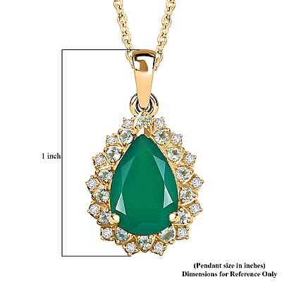 EverTrue Verde Onyx, Multi Gemstone Petal Bloom Pendant in 18K YG Plated and ION Plated YG with Stainless Steel Necklace 3.25 ctw (20 Inches)