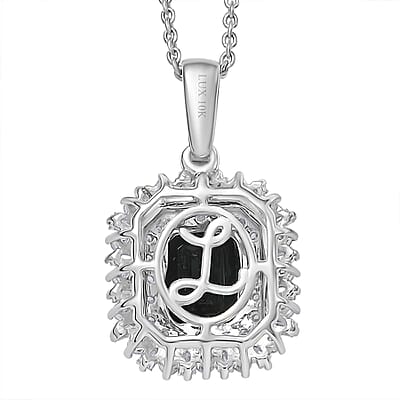 IGI Certified Luxoro AAA Monte Belo Indicolite and Diamond I2 2.45 ctw Art Deco Pendant Necklace in 10K White Gold 20 Inches
