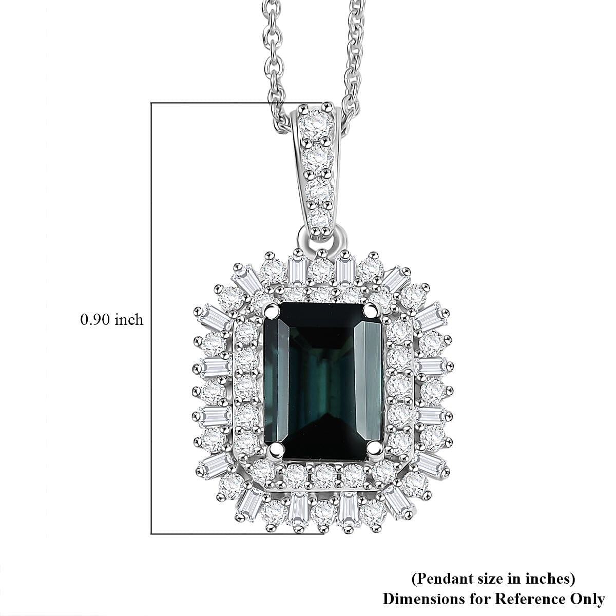 IGI Certified Luxoro AAA Monte Belo Indicolite and Diamond I2 2.45 ctw Art Deco Pendant Necklace in 10K White Gold 20 Inches image number 5