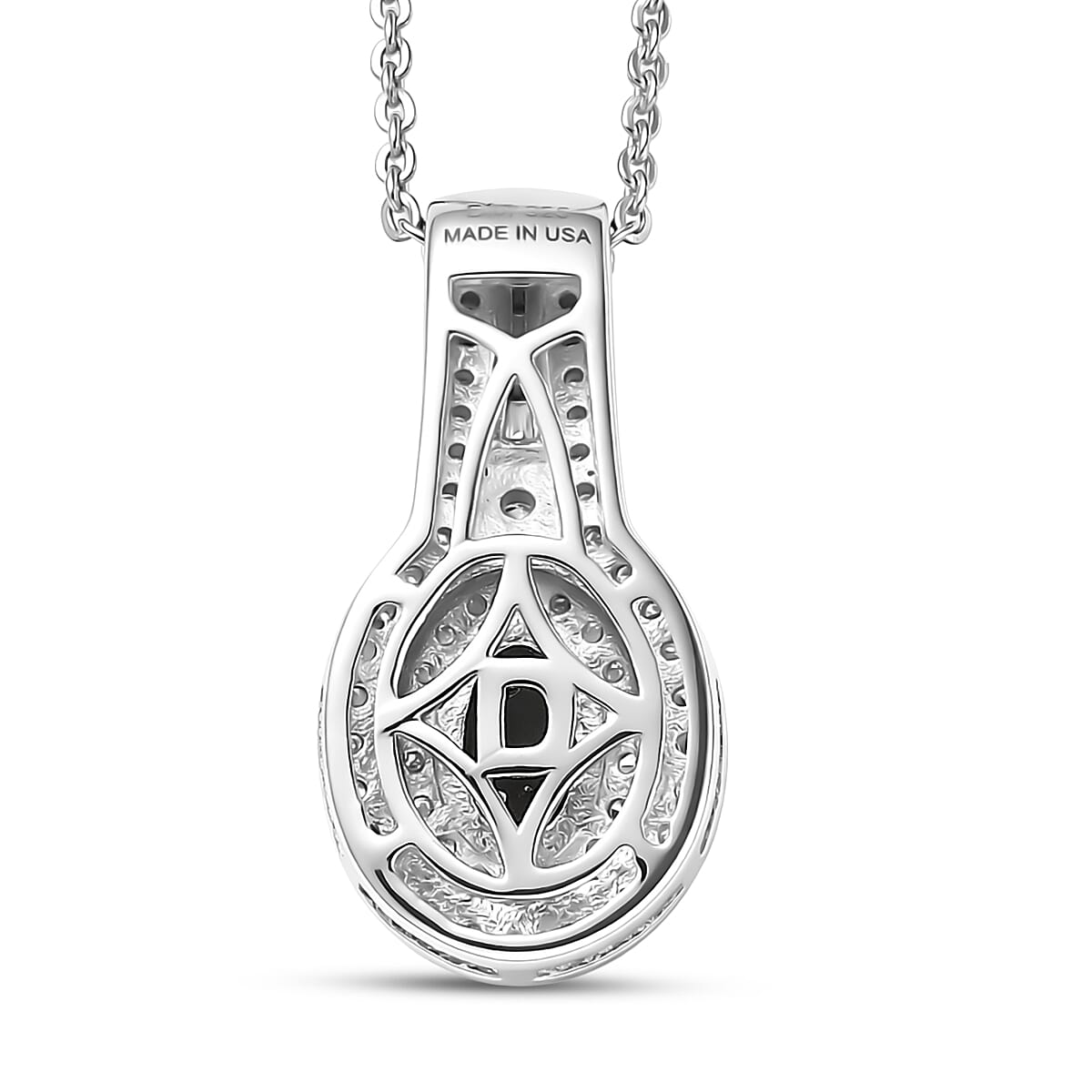D'Joy AAA Monte Belo Indicolite and Moissanite 1.10 ctw Pendant Necklace in Rhodium Over Sterling Silver 20 Inches image number 4