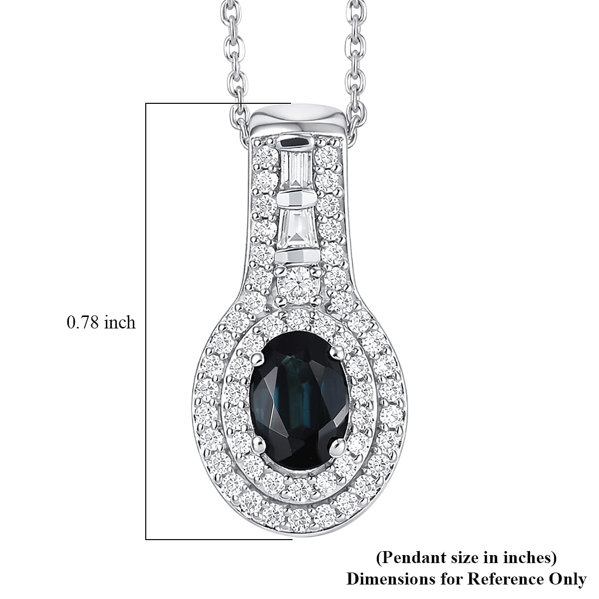 D'Joy AAA Monte Belo Indicolite and Moissanite 1.10 ctw Pendant Necklace in Rhodium Over Sterling Silver 20 Inches image number 6