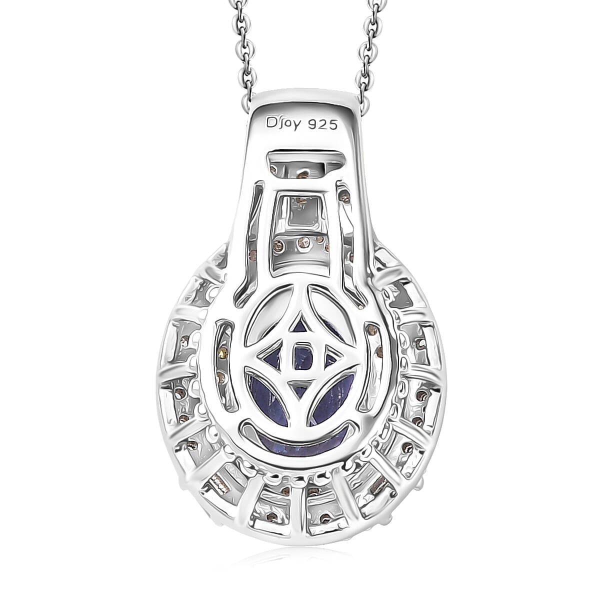 Doorbuster D'Joy Premium Tanzanite, Natural Yellow and White Diamond 1.60 ctw Royal Horizon Pendant Necklace in Rhodium Over Sterling Silver 20 Inches image number 4