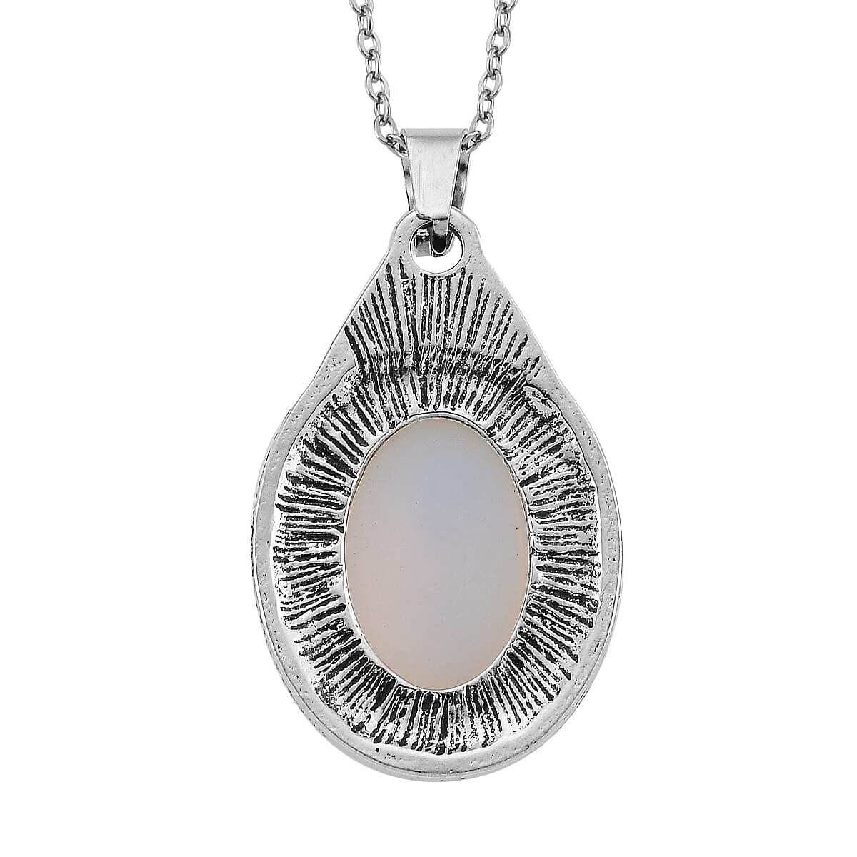 Opalite 110.00 ctw Earrings and Pendant in Silvertone with Stainless Steel Necklace 20 Inches image number 5