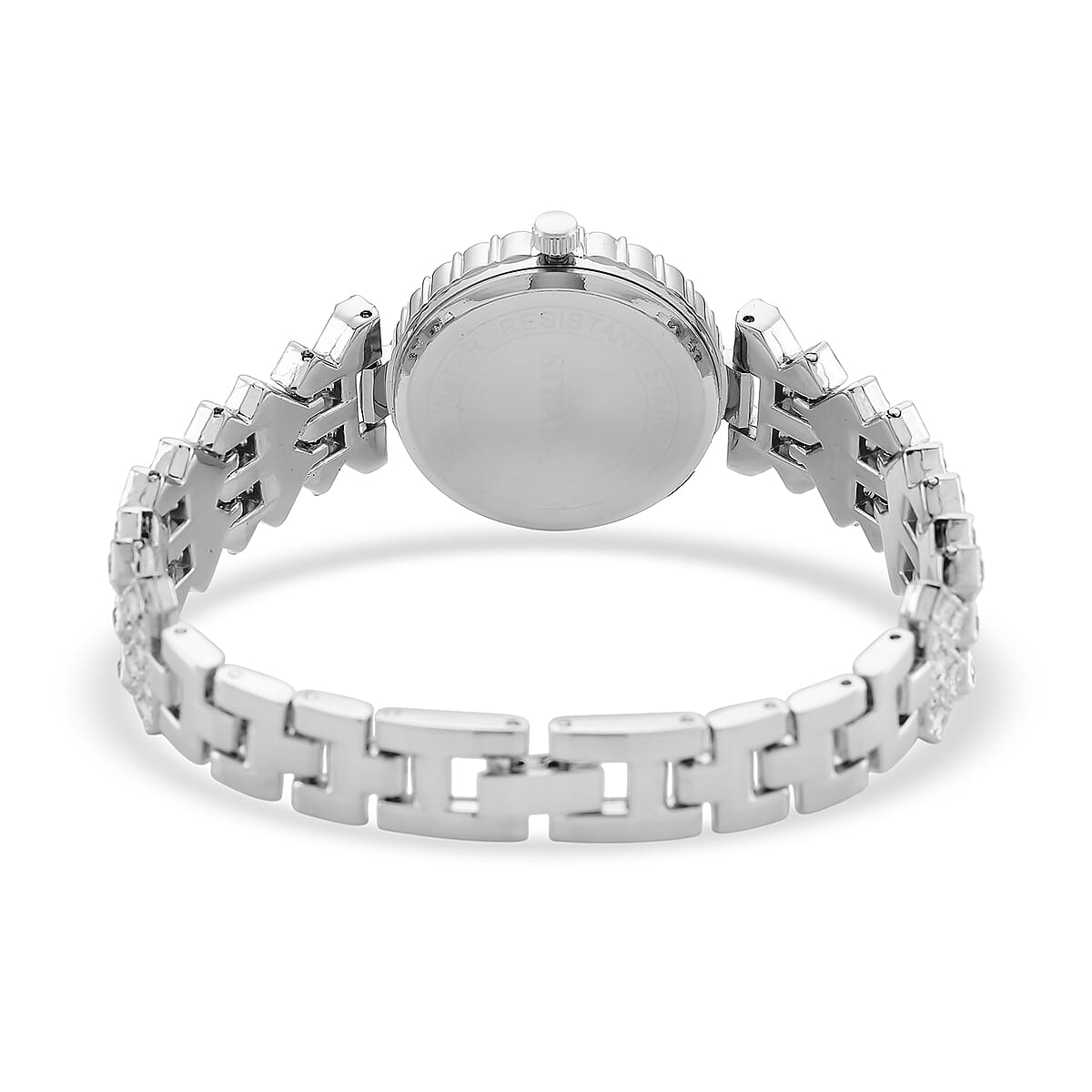 Strada Austrian Crystal Japanese Movement Watch and Bangle Bracelet (7.5 In) in Silvertone image number 4