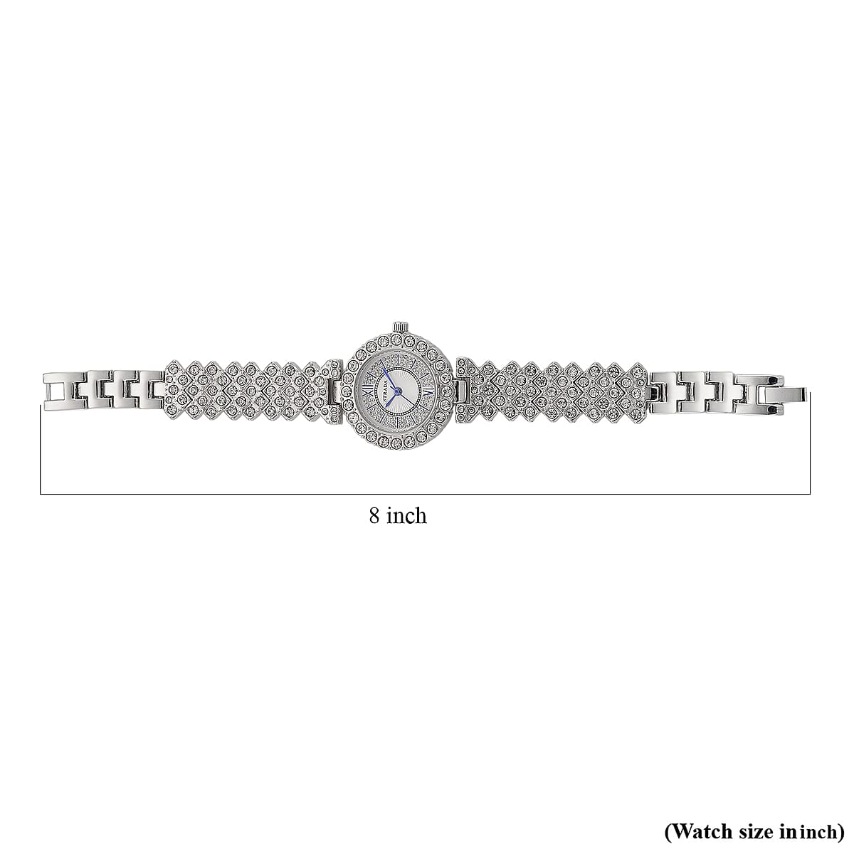 Strada Austrian Crystal Japanese Movement Watch and Bangle Bracelet (7.5 In) in Silvertone image number 6