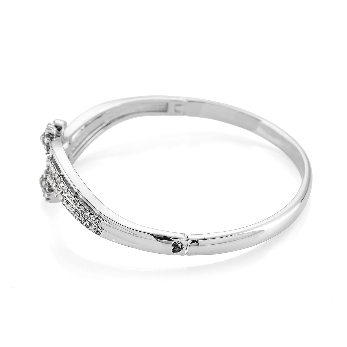 Strada Austrian Crystal Japanese Movement Watch and Bangle Bracelet (7.5 In) in Silvertone image number 7