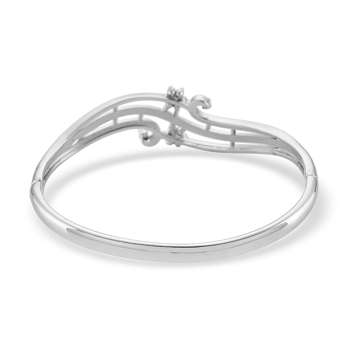 Strada Austrian Crystal Japanese Movement Watch and Bangle Bracelet (7.5 In) in Silvertone image number 8