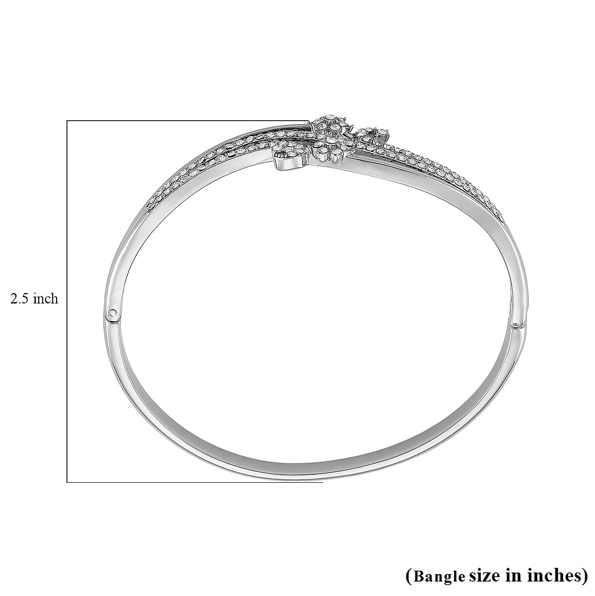 Strada Austrian Crystal Japanese Movement Watch and Bangle Bracelet (7.5 In) in Silvertone image number 9