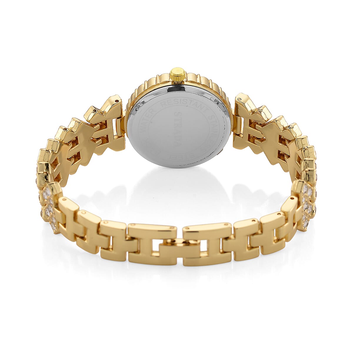 Strada Austrian Crystal Japanese Movement Watch and Bangle Bracelet (7.5 In) in Goldtone image number 4