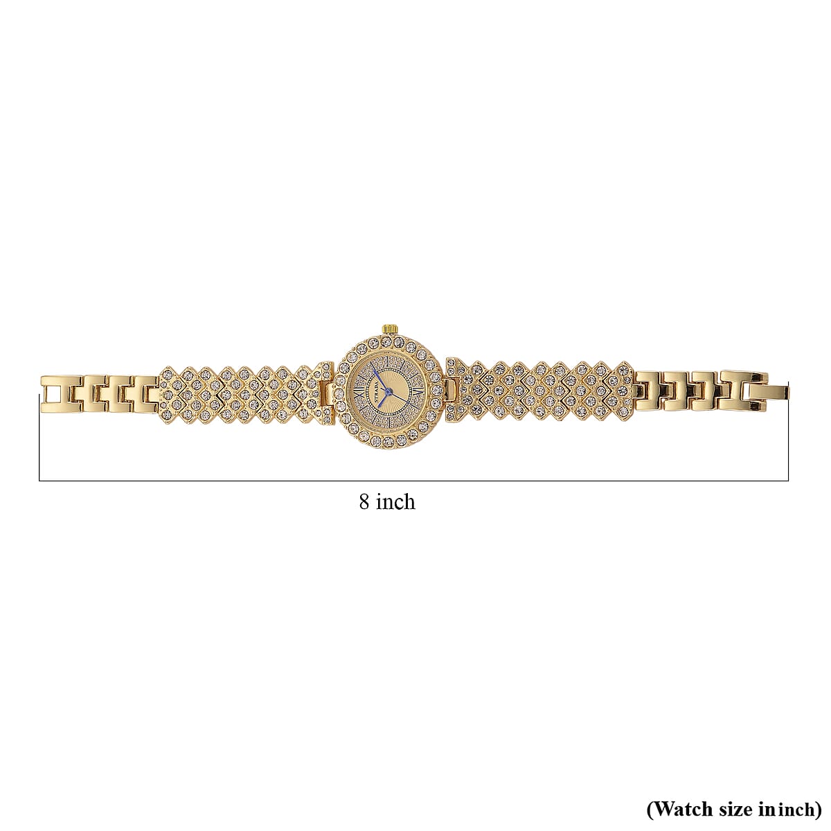 Strada Austrian Crystal Japanese Movement Watch and Bangle Bracelet (7.5 In) in Goldtone image number 6