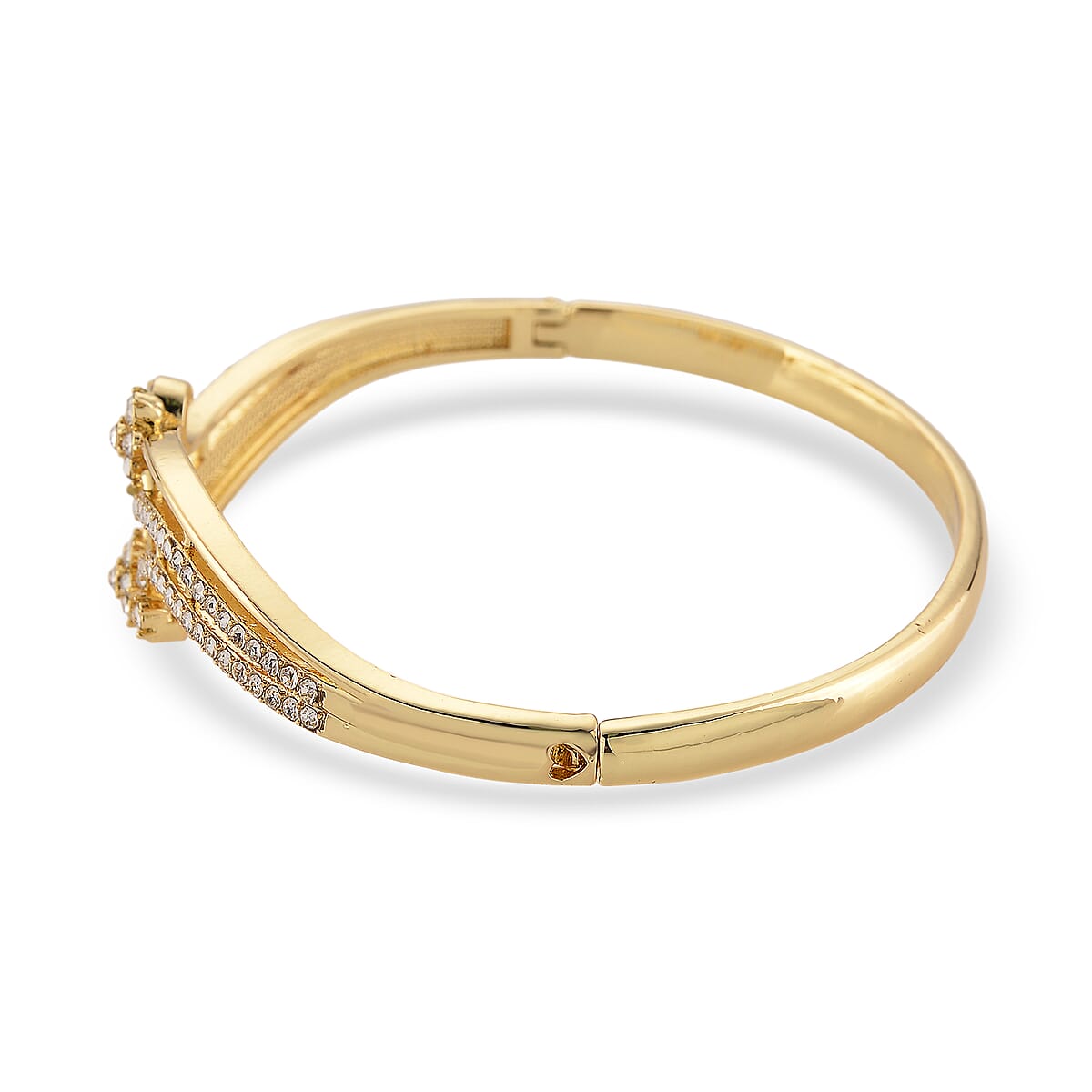 Strada Austrian Crystal Japanese Movement Watch and Bangle Bracelet (7.5 In) in Goldtone image number 7