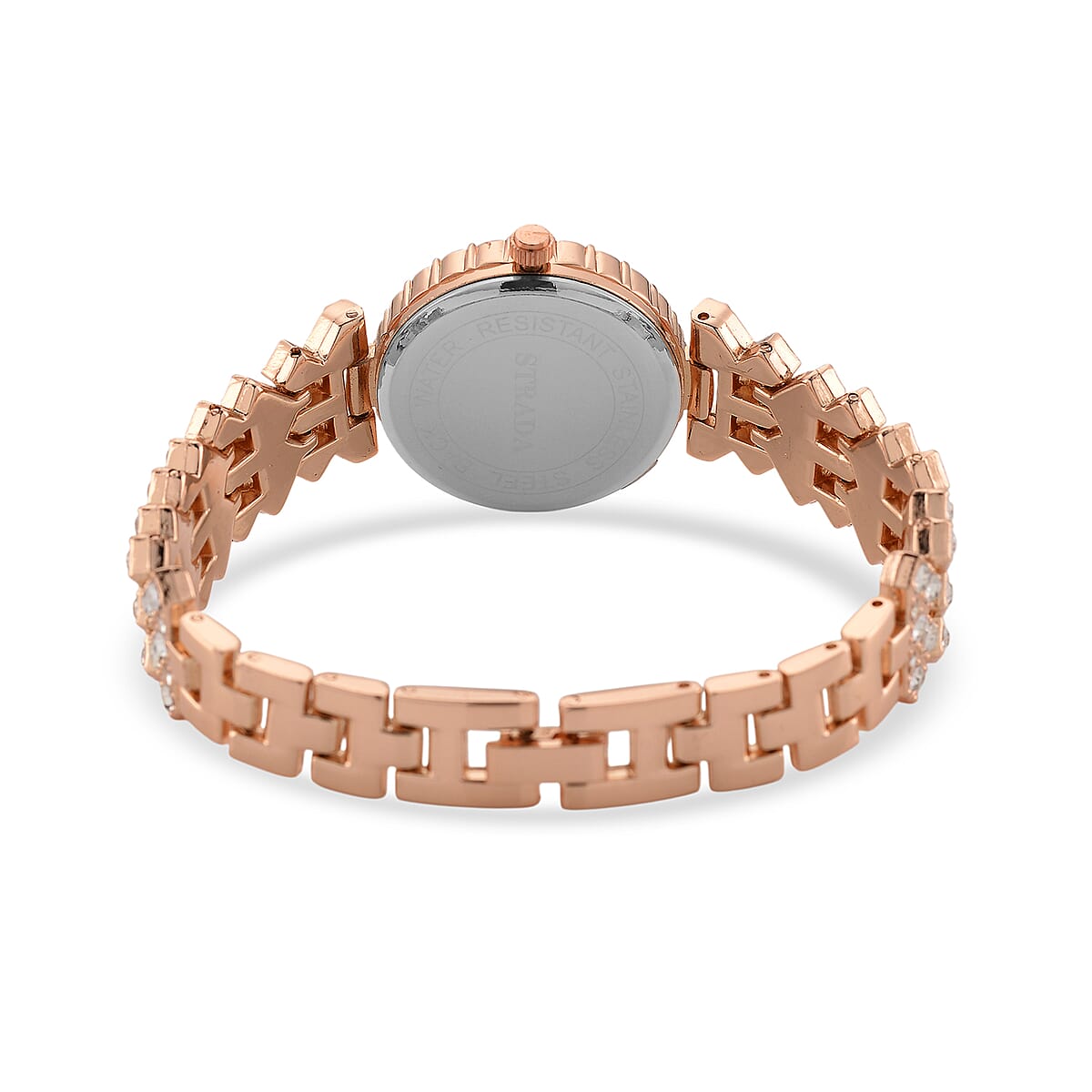 Strada Austrian Crystal Japanese Movement Watch and Bangle Bracelet (7.5 In) in Rosetone image number 4