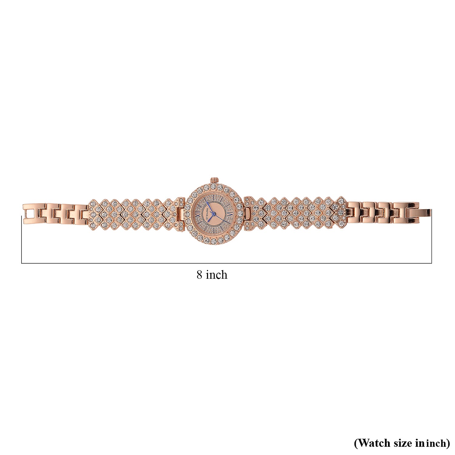 Strada Austrian Crystal Japanese Movement Watch and Bangle Bracelet (7.5 In) in Rosetone