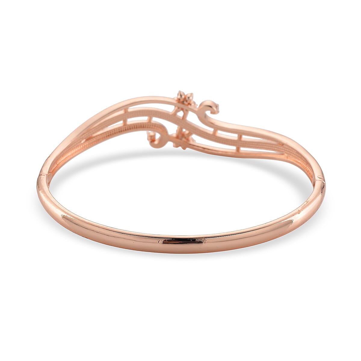 Strada Austrian Crystal Japanese Movement Watch and Bangle Bracelet (7.5 In) in Rosetone image number 8