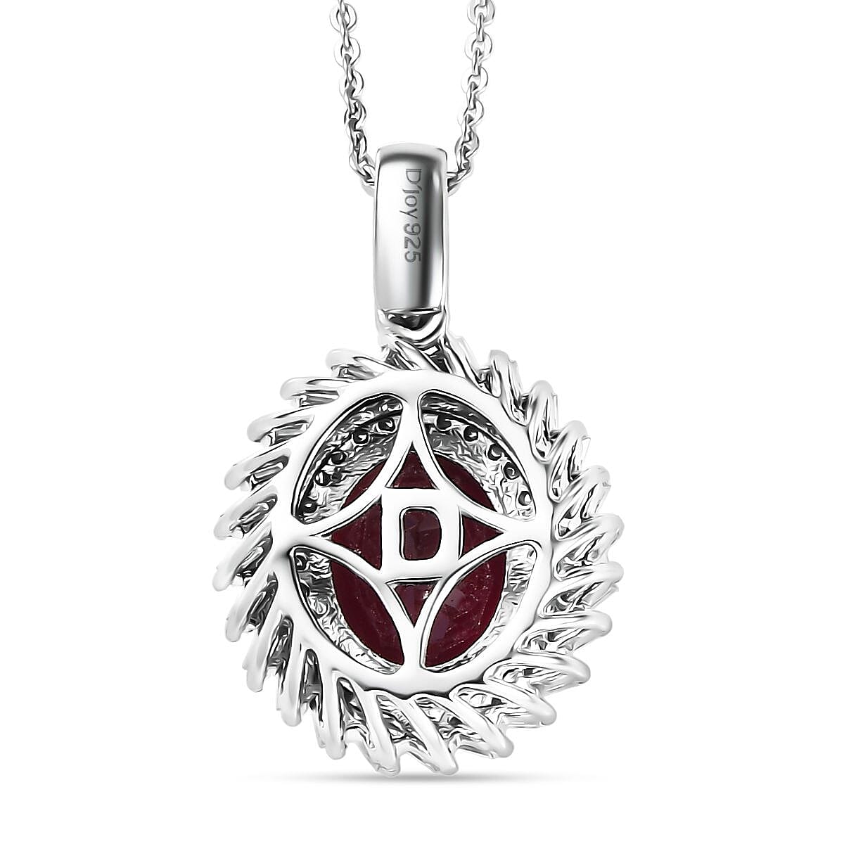 Doorbuster D'Joy Orissa Rhodolite Garnet and Moissanite 3.85 ctw Starburst Pendant Necklace in Rhodium Over Sterling Silver 20 Inches image number 4