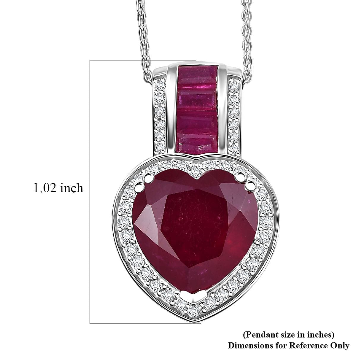 Doorbuster D'Joy Premium African Ruby (FF) and Moissanite 10.25 ctw Royal Legacy Pendant Necklace in Rhodium Over Sterling Silver 20 Inches image number 6