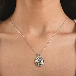 Luxuriant Lab Grown Multi Diamond SI 1.90 ctw Kaleidoscope Pendant Necklace in Rhodium Over Sterling Silver 20 Inches 