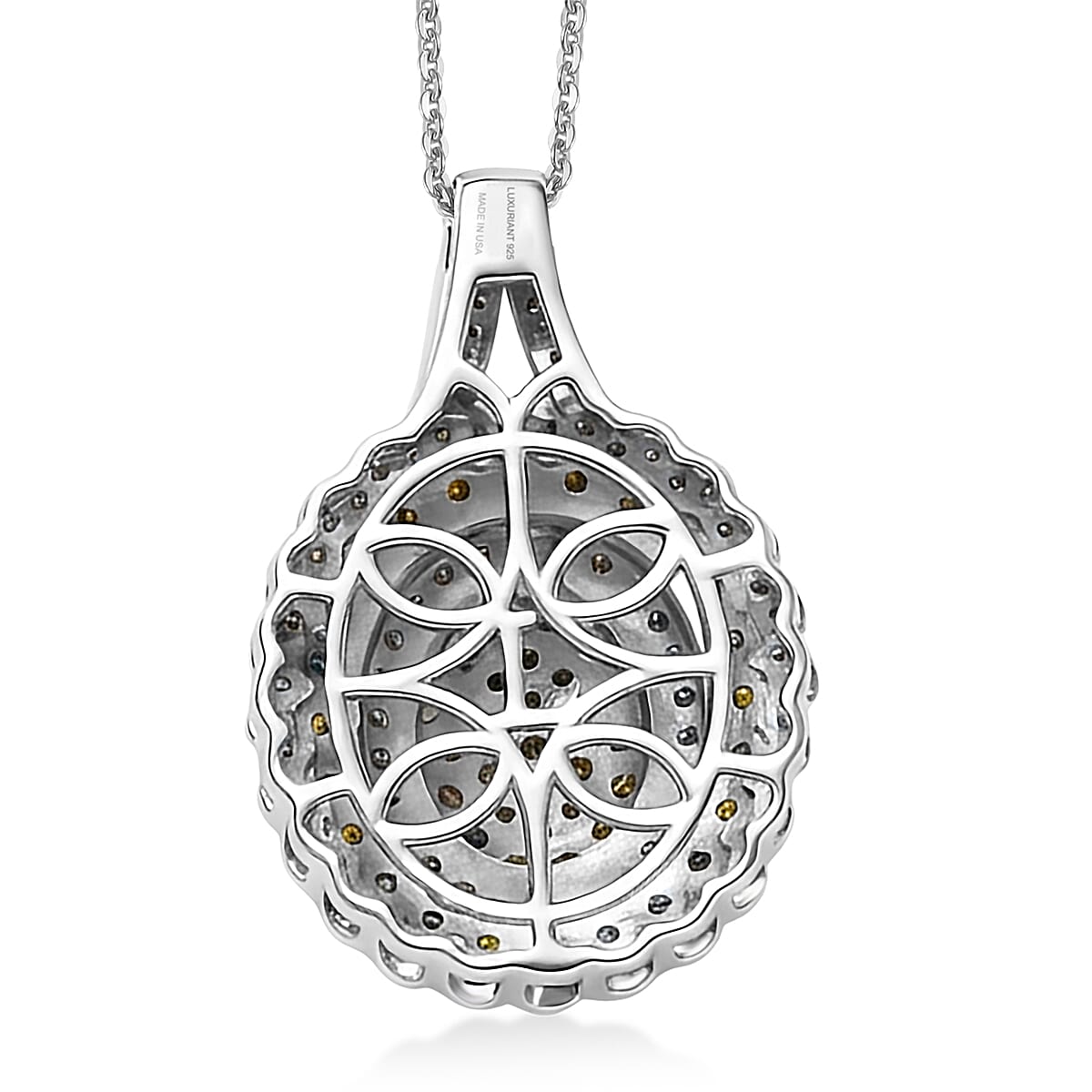 Luxuriant Lab Grown Multi Diamond SI 1.90 ctw Kaleidoscope Pendant Necklace in Rhodium Over Sterling Silver 20 Inches