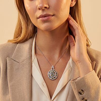 Luxuriant Lab Grown Multi Diamond SI 1.90 ctw Kaleidoscope Pendant Necklace in Rhodium Over Sterling Silver 20 Inches