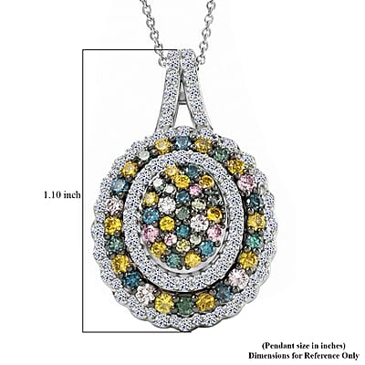 Luxuriant Lab Grown Multi Diamond SI 1.90 ctw Kaleidoscope Pendant Necklace in Rhodium Over Sterling Silver 20 Inches