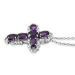EverTrue African Amethyst Pendant Necklace in Stainless Steel 2.50 ctw (20 Inches)