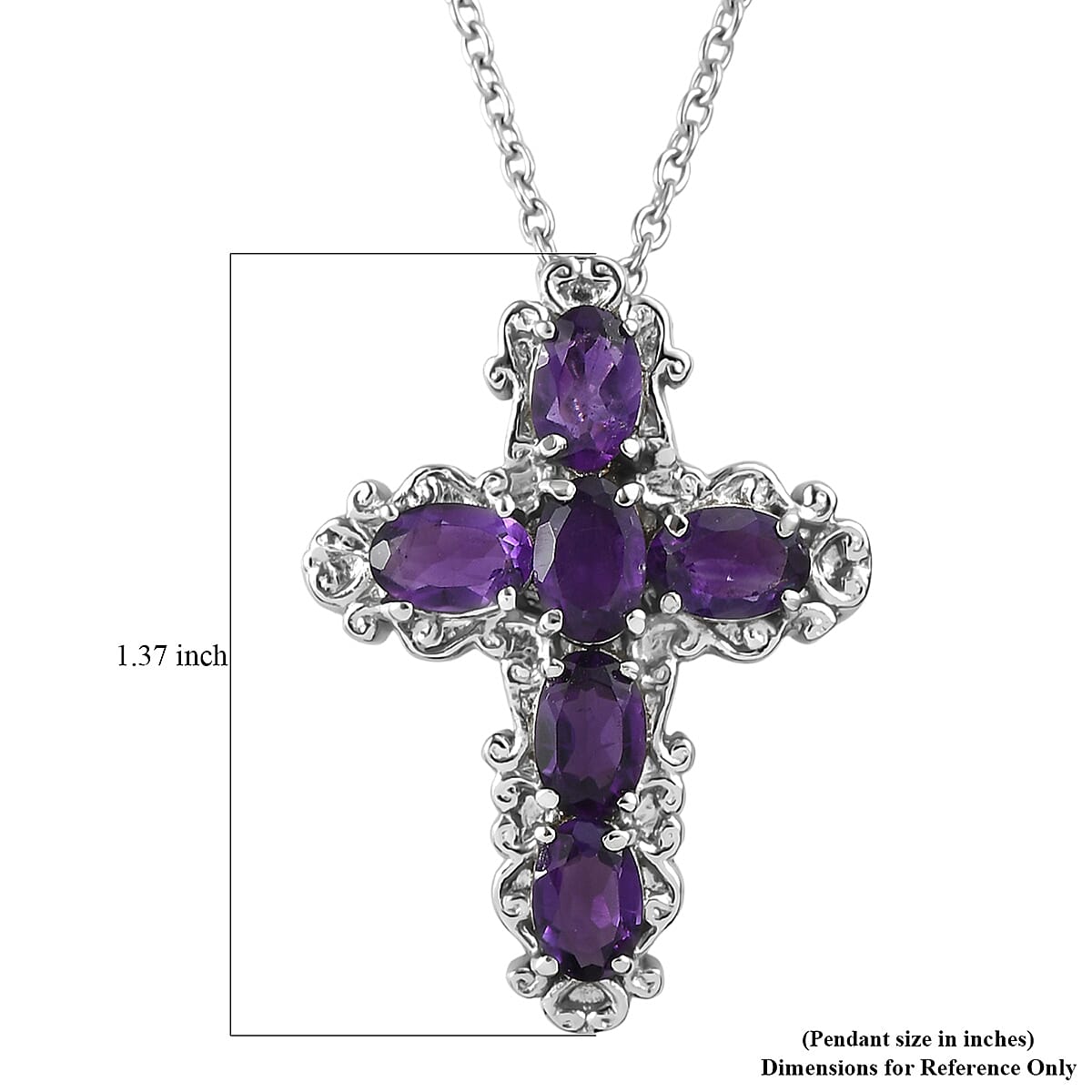 EverTrue African Amethyst 2.50 ctw Pendant Necklace in Stainless Steel 20 Inches image number 6