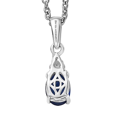 D'Joy Premium Tanzanian Blue Spinel (DF) and White Zircon 1.00 ctw Pendant Necklace in Rhodium Over Sterling Silver 20 Inches