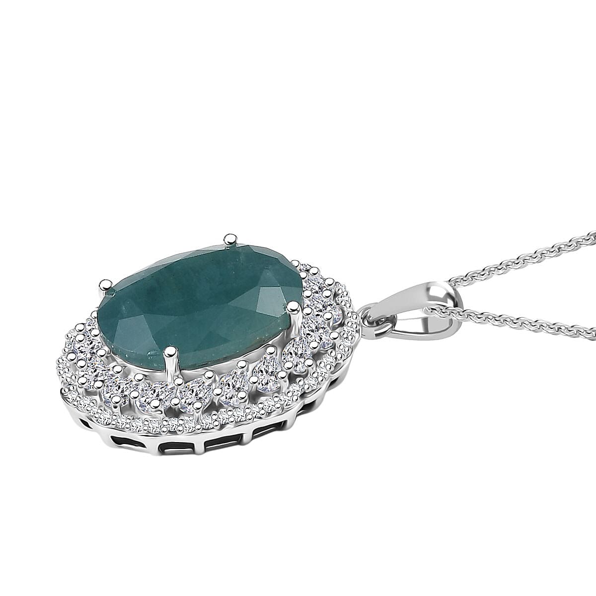 D'Joy Grandidierite and Moissanite 7.90 ctw Celestial Halo Pendant Necklace in Rhodium Over Sterling Silver 20 Inches image number 3