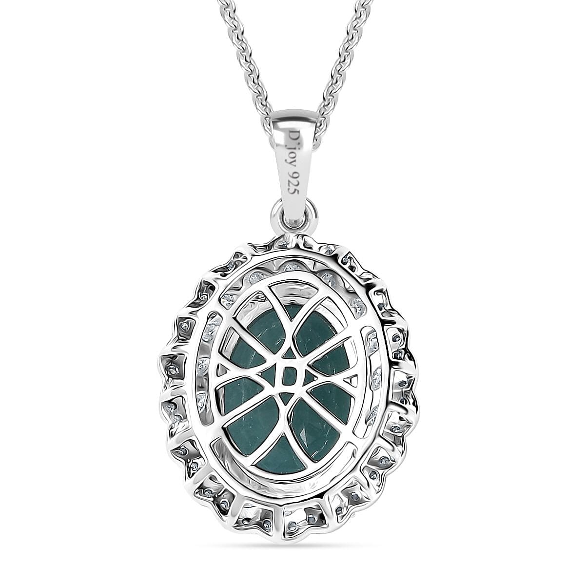 D'Joy Grandidierite and Moissanite 7.90 ctw Celestial Halo Pendant Necklace in Rhodium Over Sterling Silver 20 Inches image number 4