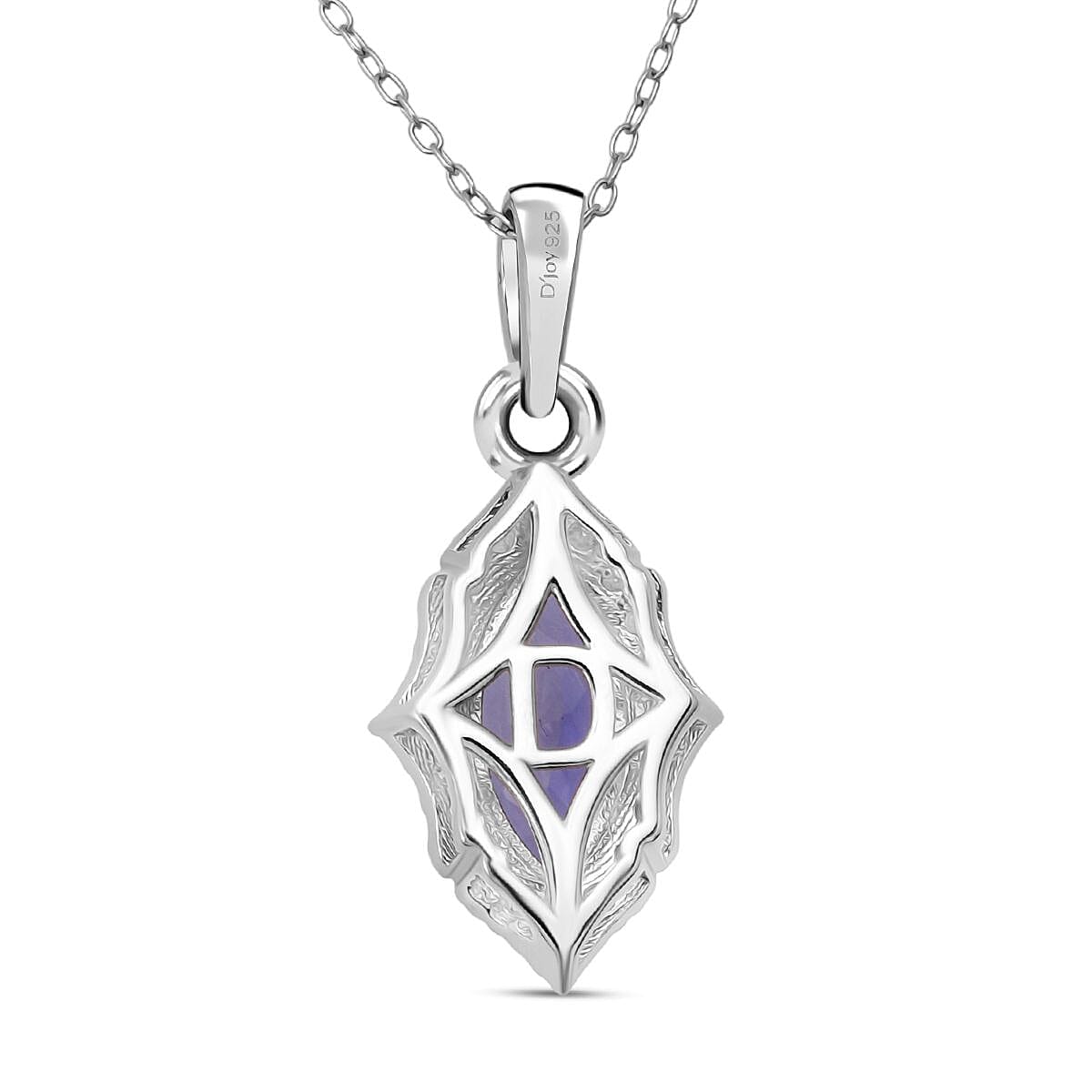D'Joy Catalina Iolite and Moissanite 1.65 ctw Pendant Necklace in Rhodium Over Sterling Silver 20 Inches image number 4