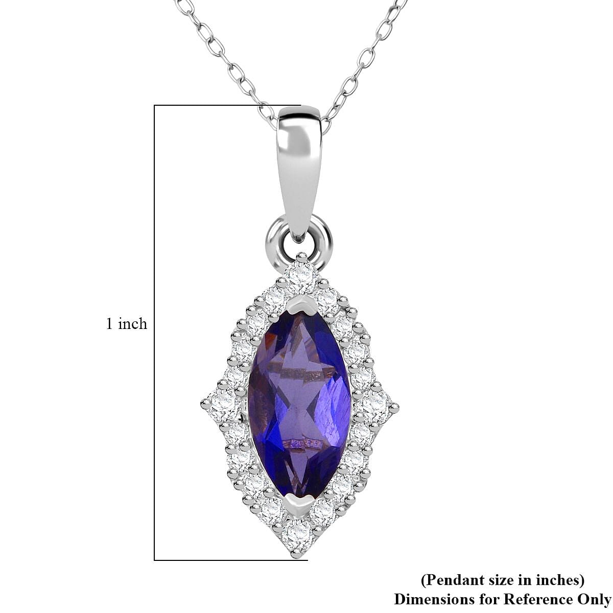 D'Joy Catalina Iolite and Moissanite 1.65 ctw Pendant Necklace in Rhodium Over Sterling Silver 20 Inches image number 5