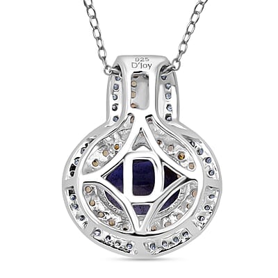 D'Joy Catalina Iolite and Multi Gemstone 2.00 ctw Pendant Necklace in 18K Vermeil YG and Rhodium Over Sterling Silver 20 Inches