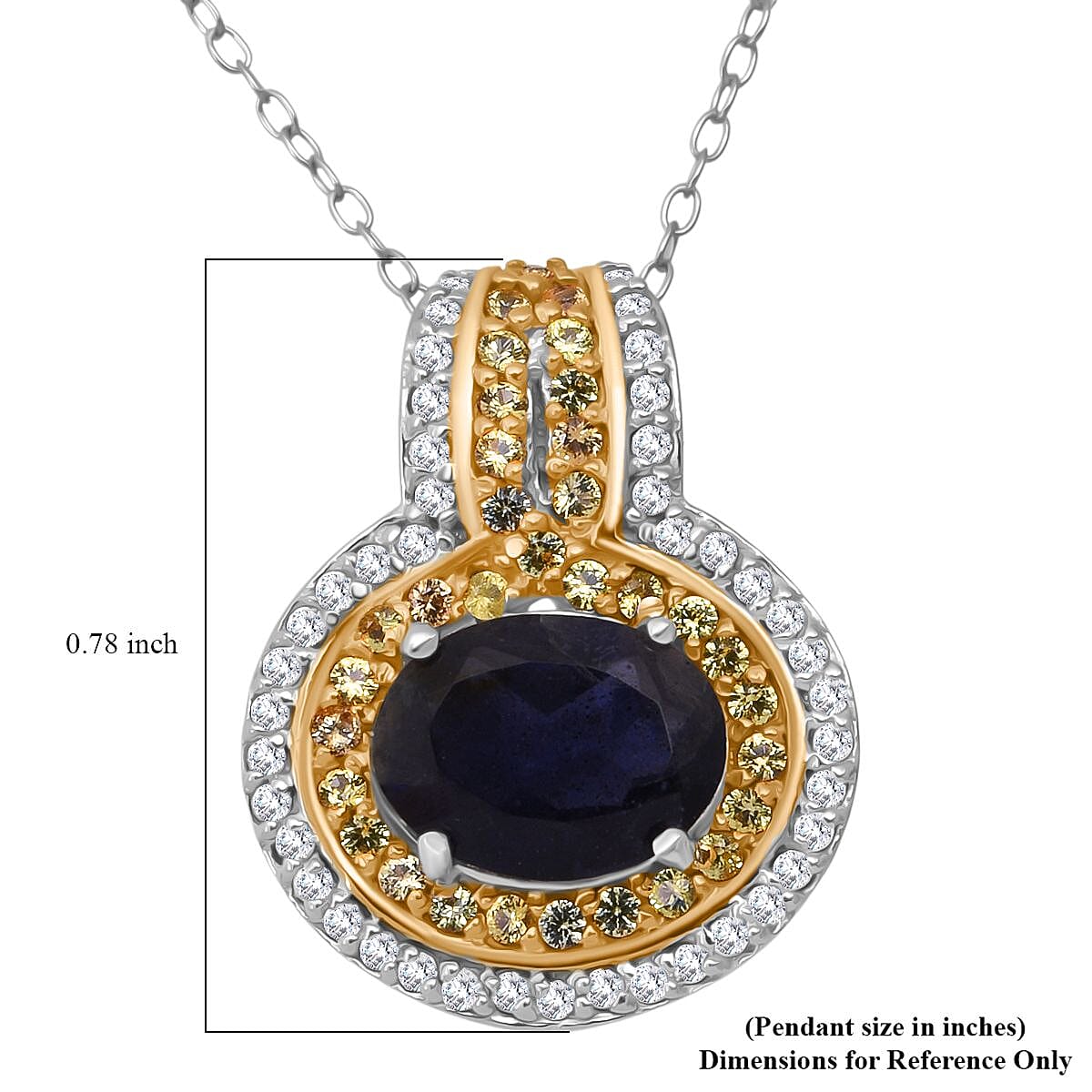 D'Joy Catalina Iolite and Multi Gemstone 2.00 ctw Pendant Necklace in 18K Vermeil YG and Rhodium Over Sterling Silver 20 Inches image number 6