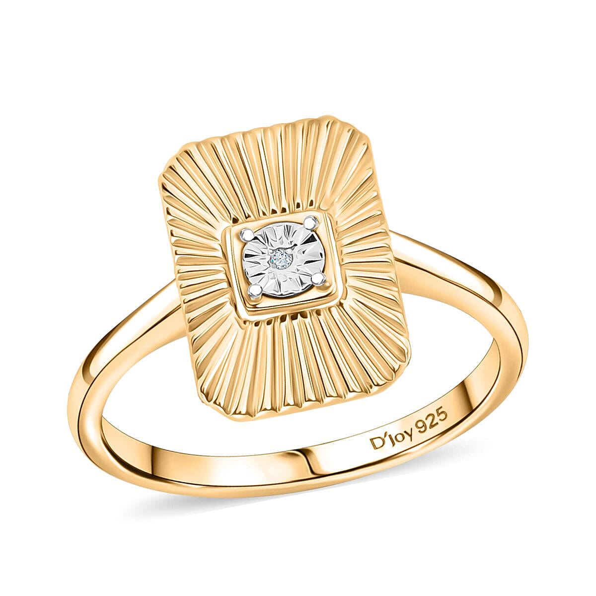 Diamond Accent Ring (Size 6.50), Pendant without Chain and Earrings in 14K YG Over Sterling Silver