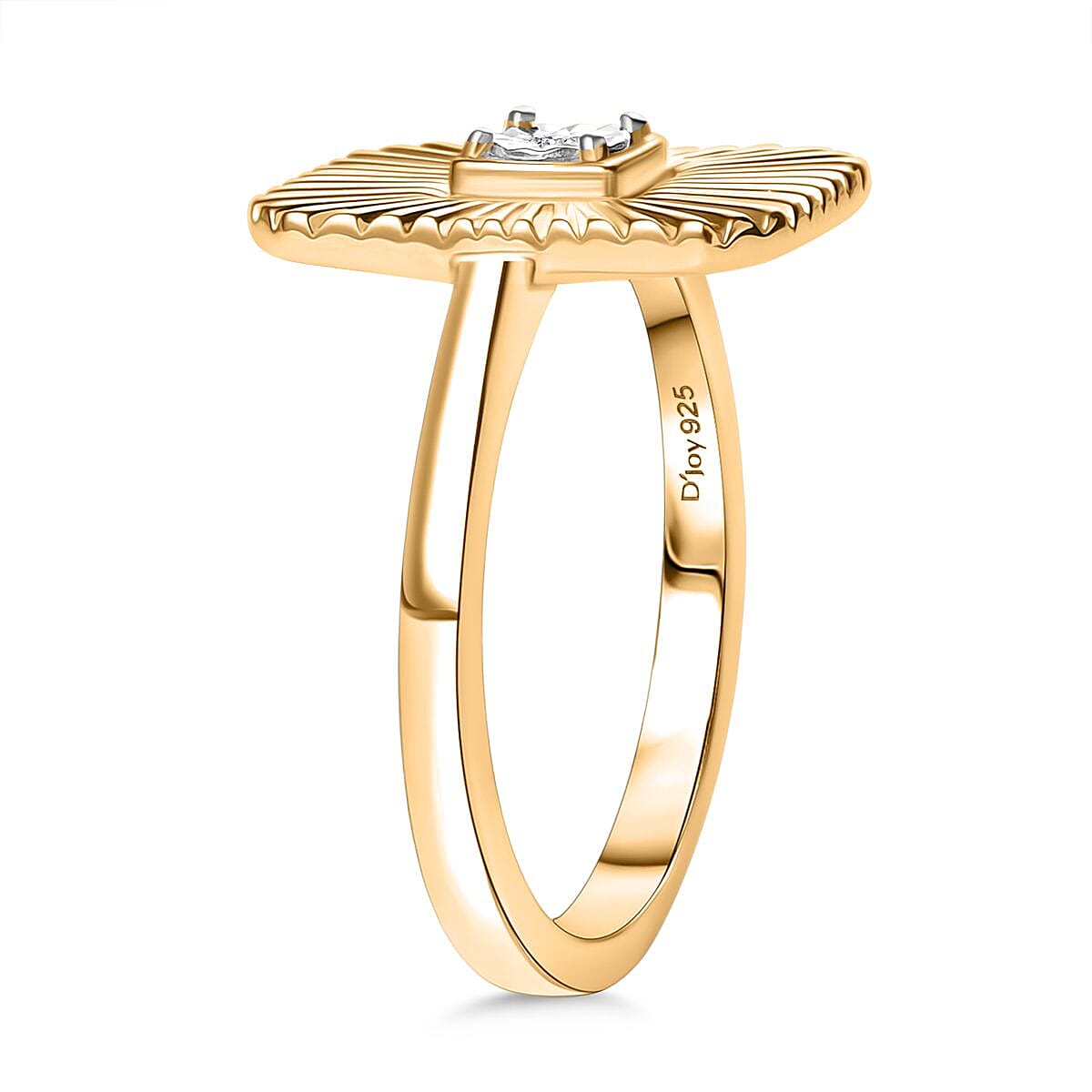 Diamond Accent Ring (Size 10.0), Pendant without Chain and Earrings in 14K YG Over Sterling Silver