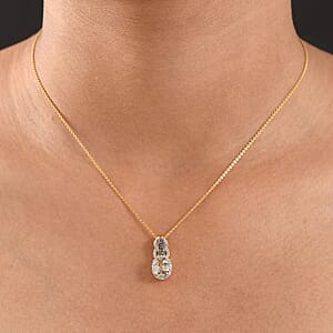 D'Joy AAA Turkizite, Natural Champagne and White Diamond 1.75 ctw Evening Halo Pendant Necklace in 18K Vermeil Yellow Gold Over Sterling Silver 20 Inches